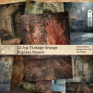 Vintage Grunge Papers, Background Papers, Junk Journal Papers, Vintage Ephemera, Grunge Digital Paper, Commercial Use, Digital Crafts