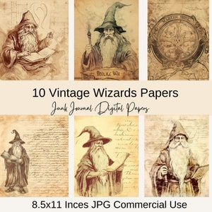 Wizard Junk Journal Digital Paper, Vintage Background, Magical Spell Planner, Commercial Use, Card Making, Digital Crafts, Wizard School PNG