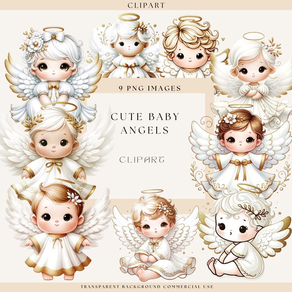 Bébés anges, clipart baby shower, clipart chrétien, clipart baptême, bébé ange, ange de Noël, usage commercial, fabrication de cartes, 300 DP !