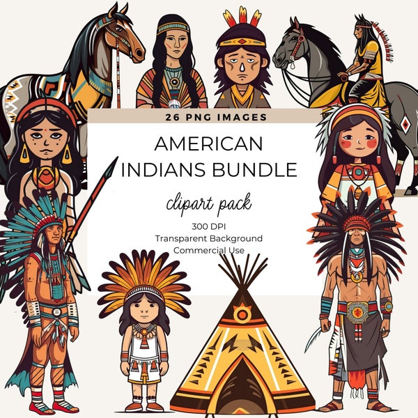 Amérindiens Clipart, Western Clipart, Scrapbook, Junk Journal, Paper Crafts, Indians Clipart, Cheval, Tipi, War Bonnet, Utilisation commerciale