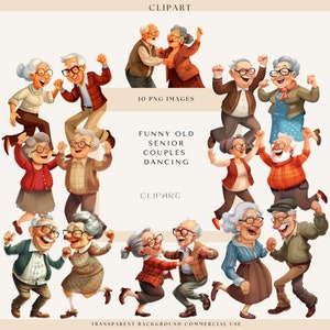 Ältere Clipart, alte Paare tanzen, lustige Clipart, tanzen Clipart, Oma Clipart, Opa Clipart, romantisch Clipart, kommerzielle Nutzung
