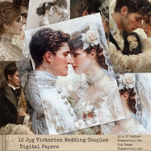 Vintage Hochzeit, Romantisches Paar, Liebe, Junk Journal, Scrapbook Papier, Viktorianische Paare, Kommerzielle Nutzung, Papierhandwerk, Mixed Media