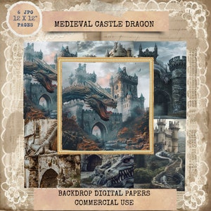 Medieval Fantasy Backdrops, Digital Backdrops, Dragons Lair, Evil Dragon Backdrop, Castle Backdrops, Commercial Use, Digital Crafts