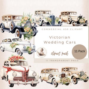 Clipart de Carro Antigo, Dia do Casamento, Recém-Casados PNG, Uso Comercial, Carros Antigos, Download Digital, Criação de Cartões, Diário de Junções, Scrapbooking