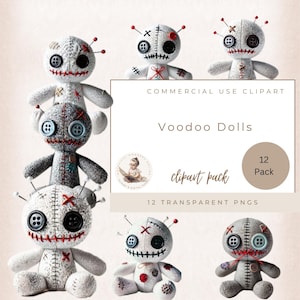 Voodoo Doll Clipart, Halloween Clipart, Voodoo Doll Graphics, Transparent Backgrounds, Creepy Doll Png, Commercial Use, Digital Crafts