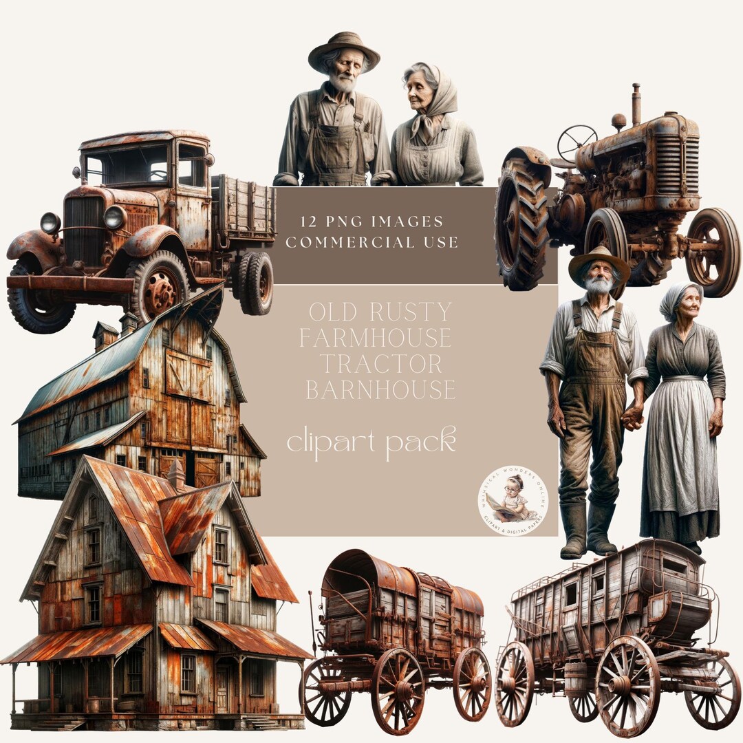 Rusty File Farm Old Farmers Couple, Old Rustic Barn Clipart, Rusty Farmhouse Clipart ...
