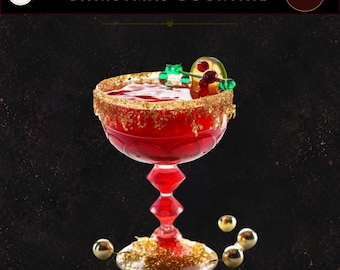 Christmas Drinks Clipart, Watercolor Cocktail Clipart, Beverage Clipart, Commercial Use, Christmas Clipart, Instant Download, Card Making