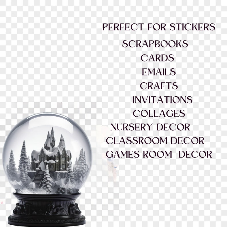 Gothic Snow Globe Clipart Snow Globe Clip Art Christmas Ball - Etsy