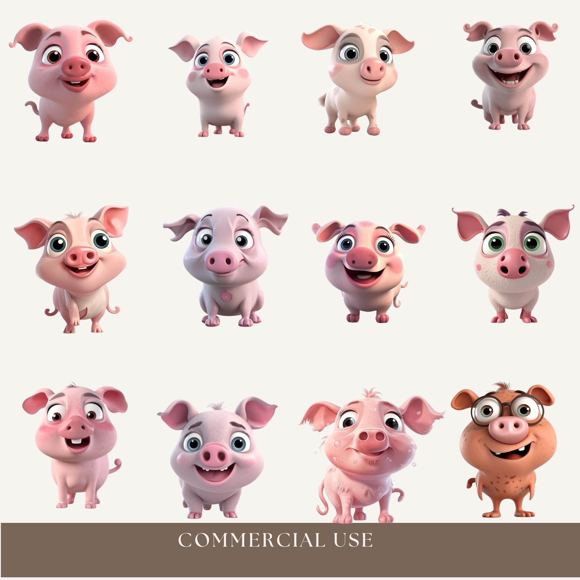 Cute Cartoon Piglets Clipart, Cute Baby Pigs Clipart, Pig Illustrations ...