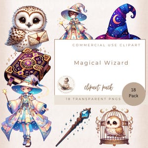 Wizard Clipart, Wizard Clipart, Digital Download, Magic School Clipart, Watercolor Png, Magical Wizard, Magic Clip Art, Commercial Use