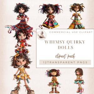 Clipart ragazza eccentrica, clipart multimediale mista, bambole stravaganti, ragazza del diario spazzatura, clipart ragazza alla moda, bambola eccentrica, uso commerciale