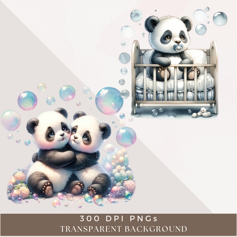 Cute Baby Panda Bear Clipart Bundle, Baby Panda PNG, Panda Bear ...