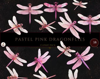 Pastel Pink Dragonfly Clipart, Dragon Fly Clip Art, Insect Clipart