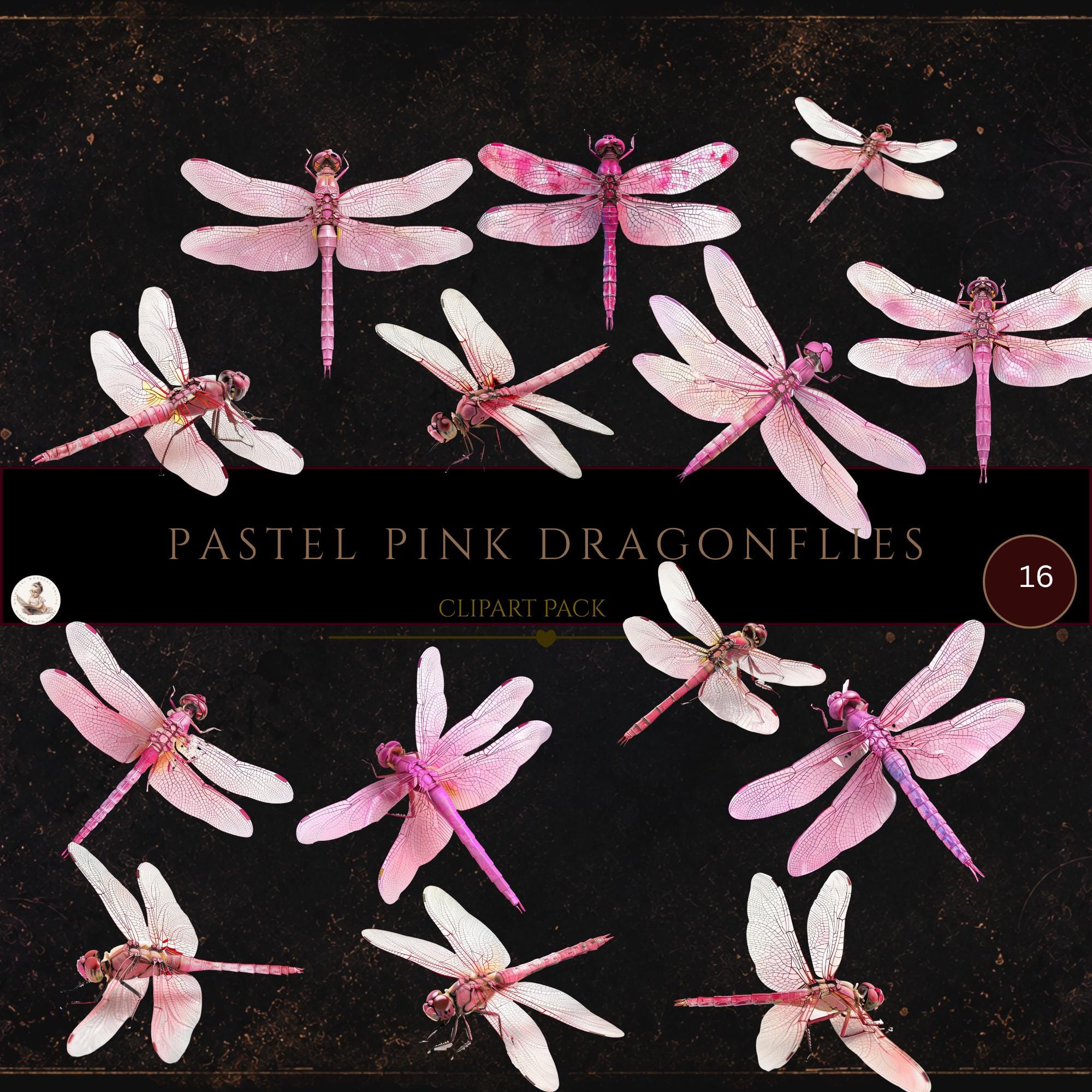 Pastel Pink Dragonfly Clipart, Dragon Fly Clip Art, Insect Clipart