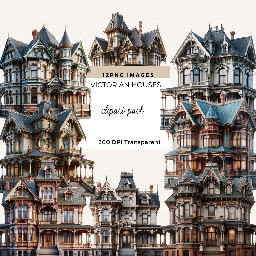 Victorian Houses Clipart Victorian Style Victorian Era Etsy