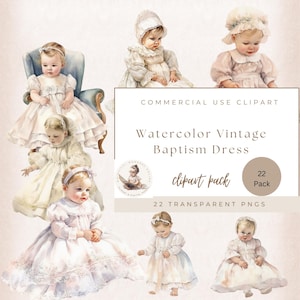 Vintage doop clipart, babydoopjurk, transparante png, religieuze clipart, aquarel clipart, commercieel gebruik, digitale ambachten,