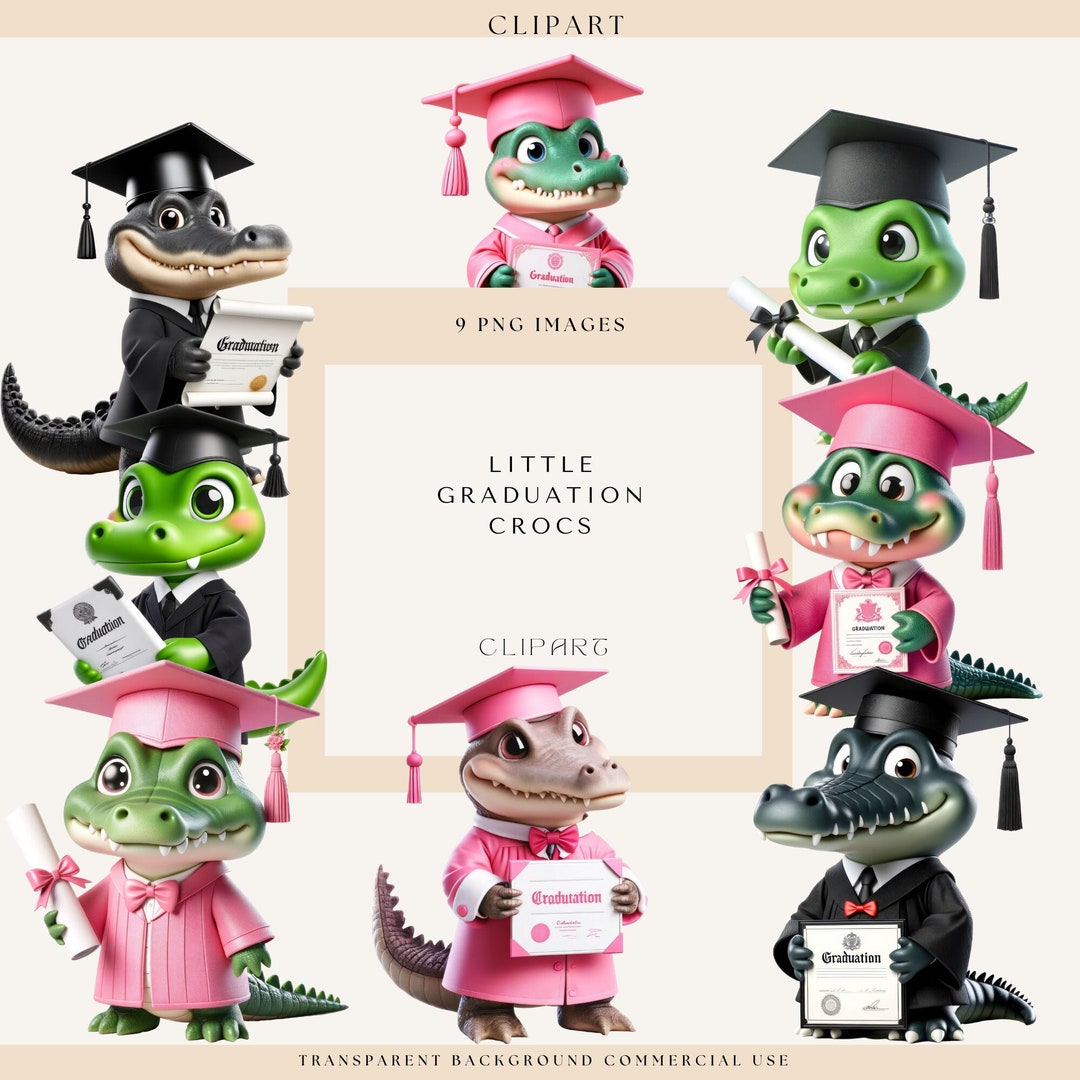 Cute Graduation Little Crocodile Clipart, Graduation Clipart, Grad Croc ...