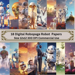 Carte digitali robot Carte stampabili Carte per album, Modelli di sfondo in carta per album robot - Uso commerciale e personale, Arte della parete.