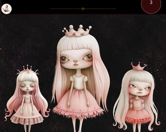 Whimsy Pink Princess Graphics, Fantasy Clipart, Princess Clipart, Transparent Png, Commercial Use, Digital Crafts, Whimsy Girl