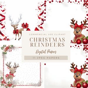 Christmas Digital Paper, Christmas Backgrounds, Holiday Papers, Scrapbook Papers, Printable Digital Paper Pack, Card Making, Commercial Use