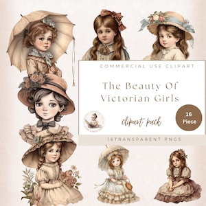 Victoriaans meisje clipart, vintage meisje clipart, Victoriaanse png, junk Journal scrapbooking, commercieel gebruik, digitale download, kaarten maken