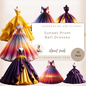 Party Dress Clipart, Evening Gown, Quinceanera Dresses, Prom Dress Ball Gown, Prom Dress Clipart, Fashion Clipart, Commercial Use