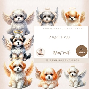 Clipart ange chien, clipart chien ange, clipart chien, perte d'animal de compagnie, clipart ange, chien avec des ailes, png transparent, usage commercial, créations numériques