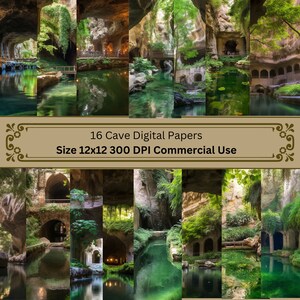 Höhle Kulissen, Dunkle Höhle, Magische Höhle, Digitaler Hintergrund, Digitale Papiere, Scrapbooking Papes, Junk Journal, Kommerzielle Nutzung