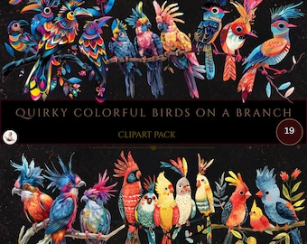Imágenes prediseñadas de pájaros originales, pájaros en una rama, pájaros graciosos, imágenes prediseñadas de mascotas, imágenes prediseñadas caprichosas, imágenes transparentes, uso comercial, manualidades digitales