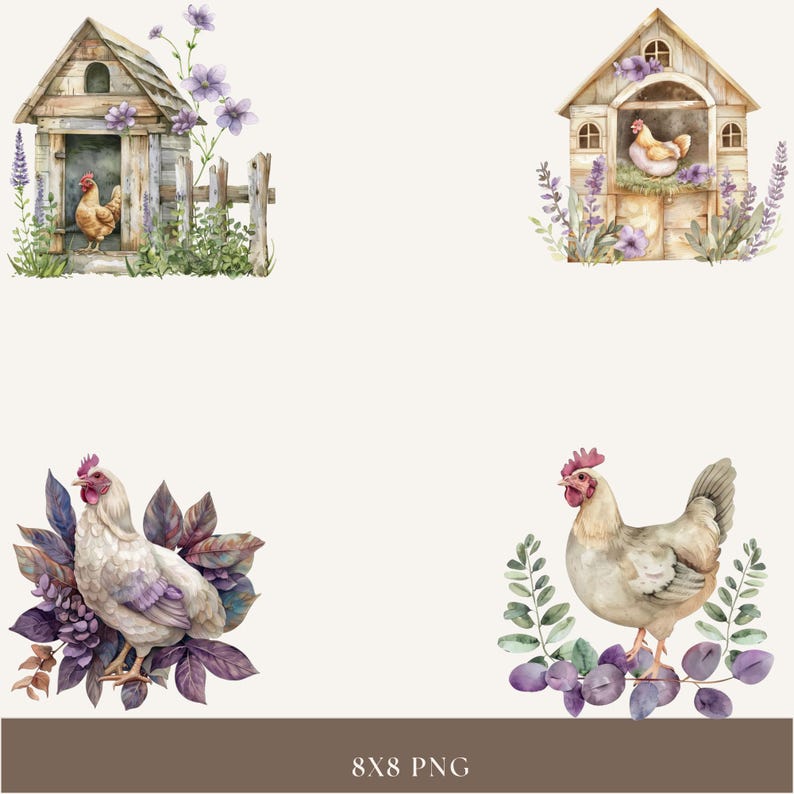 Cute Chicken, Baby Shower Clipart, Chicken Coop Clipart, Chicken