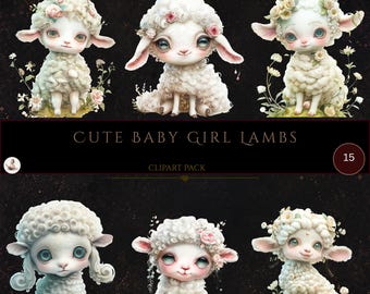 Watercolor Lamb, Lamb Baby Shower, Cute Lamb Clipart, Cute Animal Clipart, Commercial use, Digital Craft, Nursery Wall Art, Nursery Decor