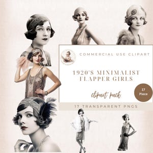 Flapper Girls 1920&#39;s, Vintage Women Clipart, Digital Image, Sublimation, Commercial Use, Art Nouveau Clipart, 1920S Party, Digital Crafts