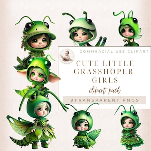 Niña saltamontes, primer cumpleaños, baby shower, imágenes prediseñadas de insectos, imágenes prediseñadas de niña, artesanías digitales, uso comercial, imágenes prediseñadas de la naturaleza