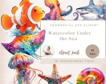Akvarell under havet Clipart, bläckfisk, sjögräs, sjöstjärna, snigel Clipart, PNG Clipart, havsdjur, kommersiellt bruk, hav Clipart