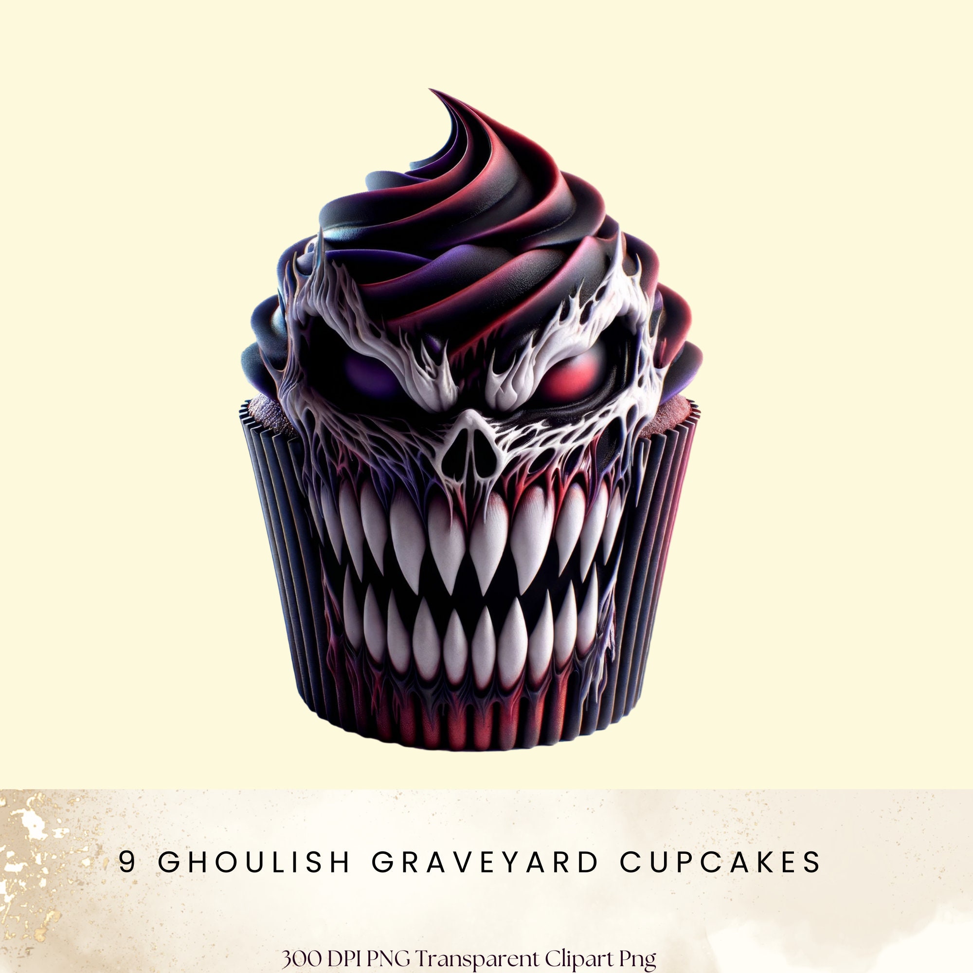 Scary Creepy Cupcake Clipart, Halloween Party Invitations, Creepy ...