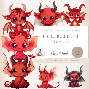 Clipart Little Devil, Clipart Dragon, Baby Dragon, Clipart Halloween, Clipart Baby Shower, Pierwsze urodziny, Użytek komercyjny, Rzemiosło cyfrowe