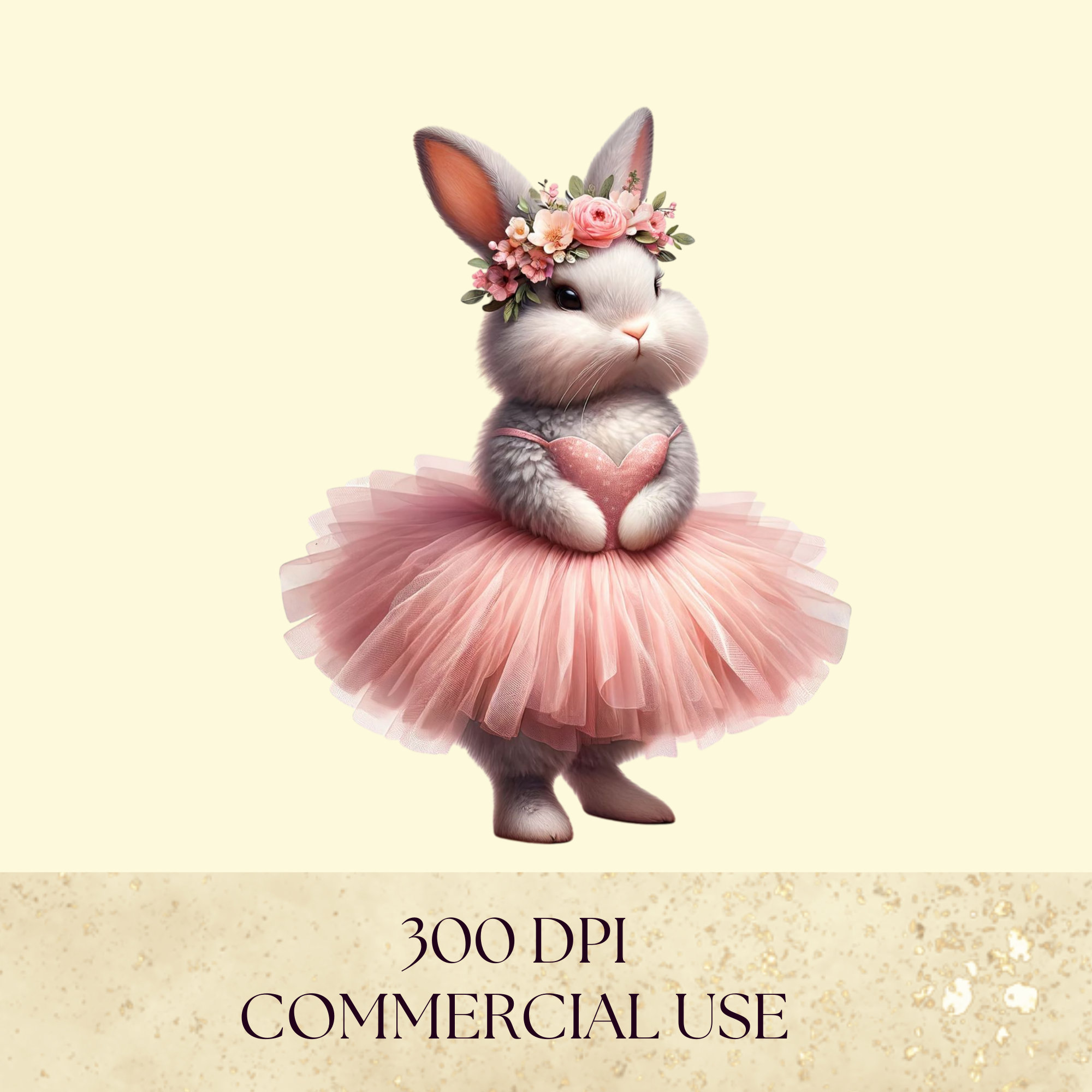 Ballerina Bunny Clipart, Cute Bunny, Cute Animal, Nursery Clipart