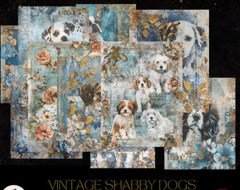 Junk Journal Printable, Vintage Dogs Journal Paper, Shabby Dogs Junk Journal, Pets Junk Journal Digi Kit, Printable Journal, Dog Lovers JPG
