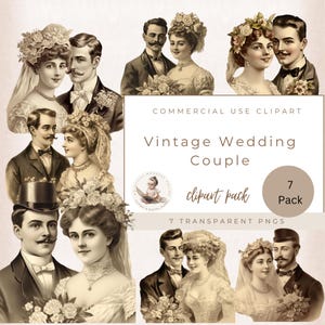 Clipart Couple mariage vintage, Clipart mariage, Clipart romantique, Clipart célébration mariage, mariage Png, usage commercial, fabrication de cartes