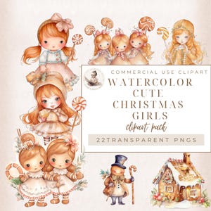 Lebkuchen Mann, Süße Weihnachten Mädchen Clipart, Weihnachten Clipart, Süße Mädchen Png, Kommerzielle Nutzung, Weihnachtsillustrationen, Kartenherstellung