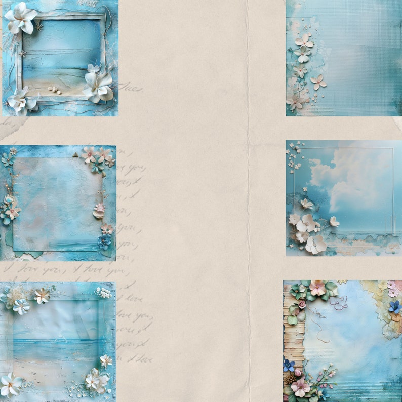 Printable Texture Shabby Chic Digital Papers, Blue Texture Paper, Blue ...