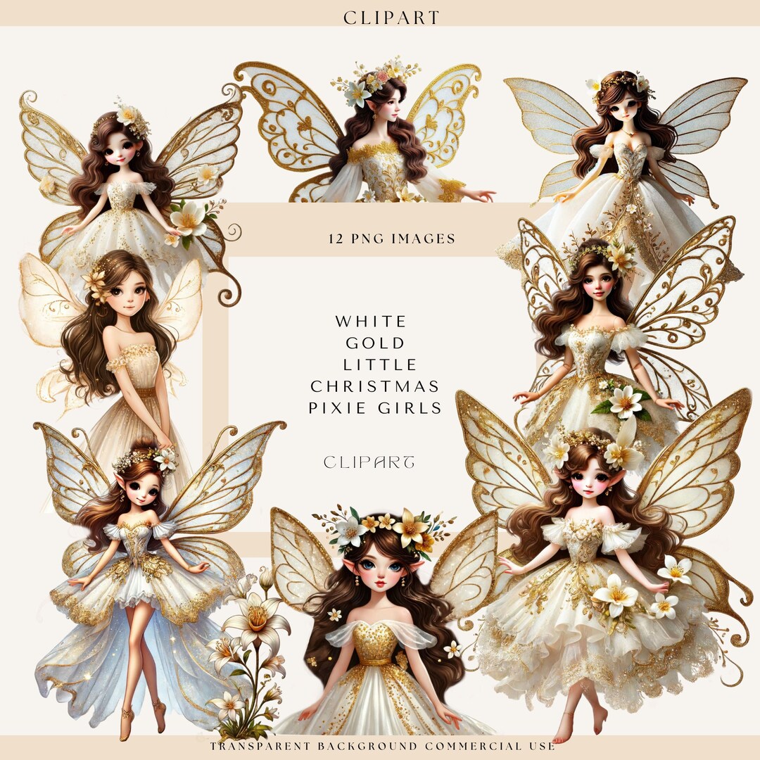 Cute Pixies Clipart, Fairy Clipart, Christmas Clipart, Fantasy Clipart ...