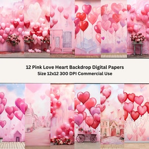Hartenachtergrond, Roze Achtergrond, Hart Digitaal Papier, Valentijn Papieren, Hart Achtergronden, Romantiek Papier, Commercieel Gebruik, Digitaal Handwerk