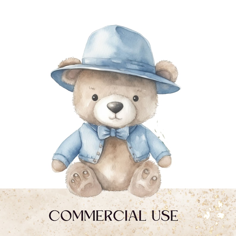 Cute Teddy Clipart, Blue Baby Boy Teddy Bear, Little Bear, Nursery
