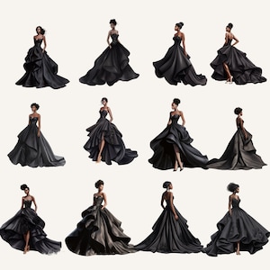 Robes noires de bal afro-américaines, robes de Quinceanera, robe de bal, robe de princesse, utilisation commerciale, 300 DPI, fond transparent, PNG, image 2