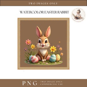 Watercolor Easter Rabbit Graphics, Easter Clip Art, Bunny Clipart, Easter Egg Clipart, Easter Ephemera, Transparent Png, Rabbit Clipart