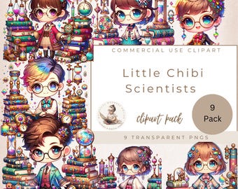 Imágenes prediseñadas de Chibi, imágenes prediseñadas de científica, imágenes prediseñadas de chica de moda, imágenes prediseñadas de química, imágenes prediseñadas comerciales, imágenes prediseñadas de estudiantes, descarga digital