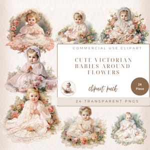 Aquarel schattige Victoriaanse vintage babymeisje clipart, baby ontwerpen, Victoriaanse meisje clipart, baby shower clipart, commercieel gebruik, Digi Crafts