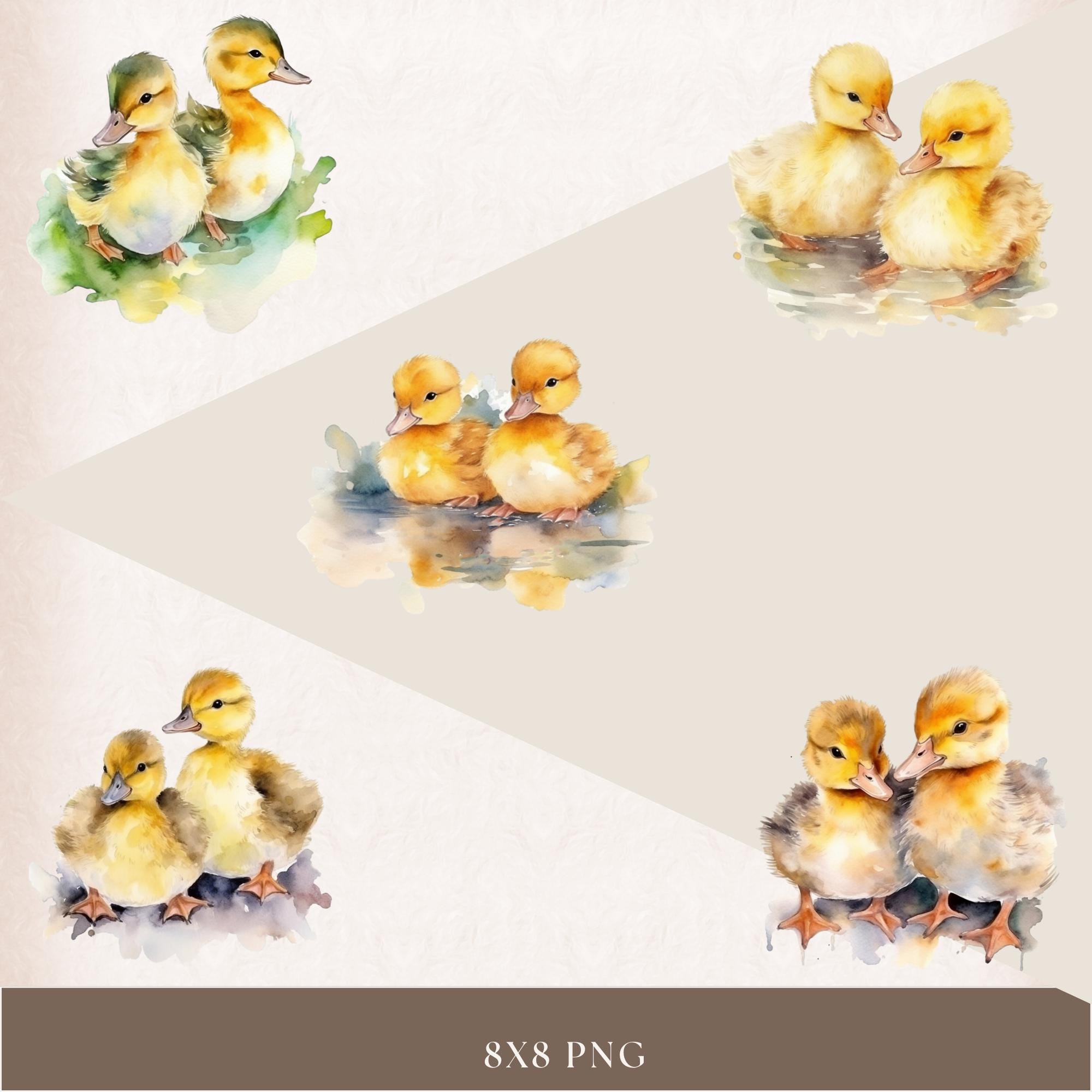 Cute Baby Duck Clipart Bundle, Watercolor Adorable Duckling Clipart ...