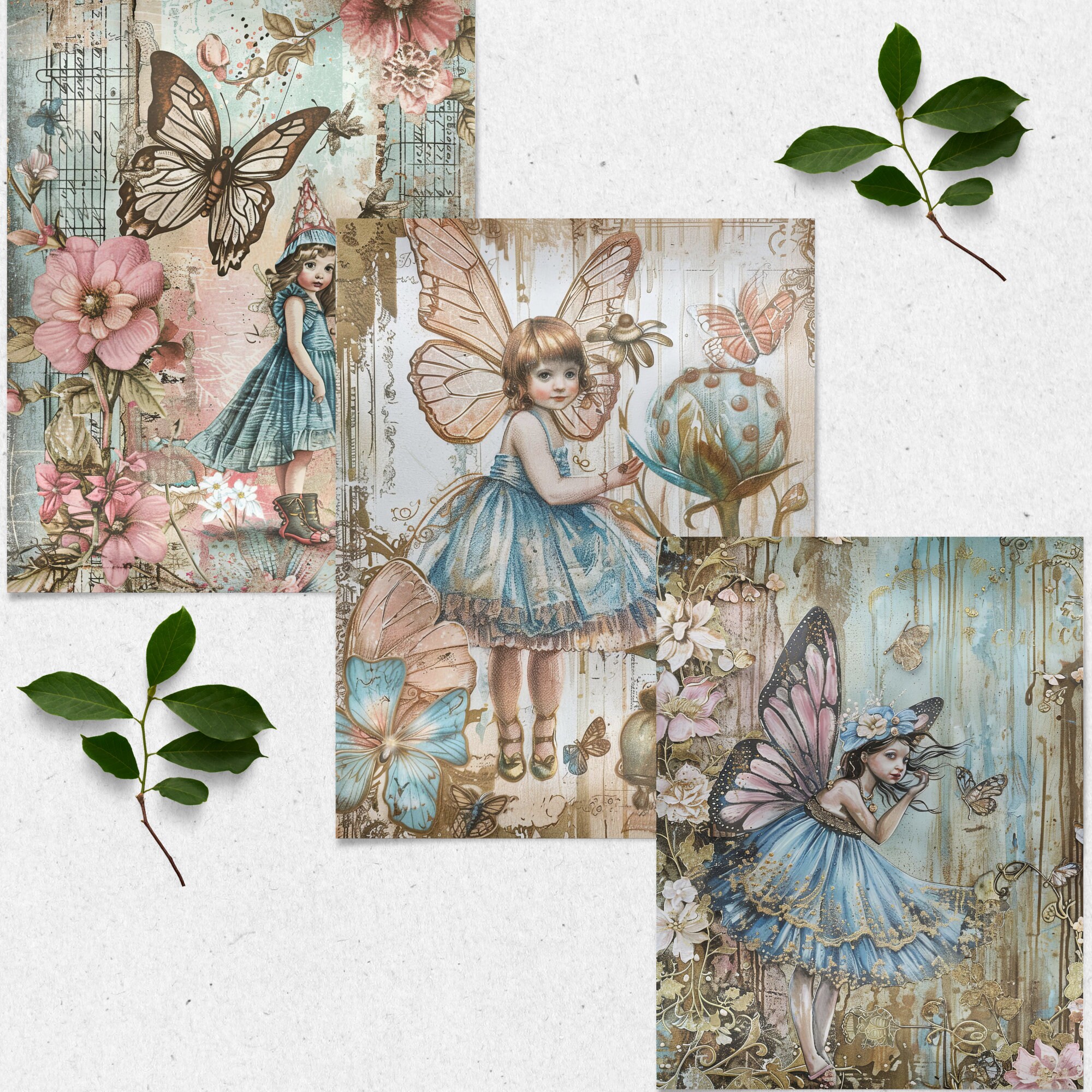 Junk Journal Printable, Vintage Fairy Journal Paper, Vintage Fairy Junk ...